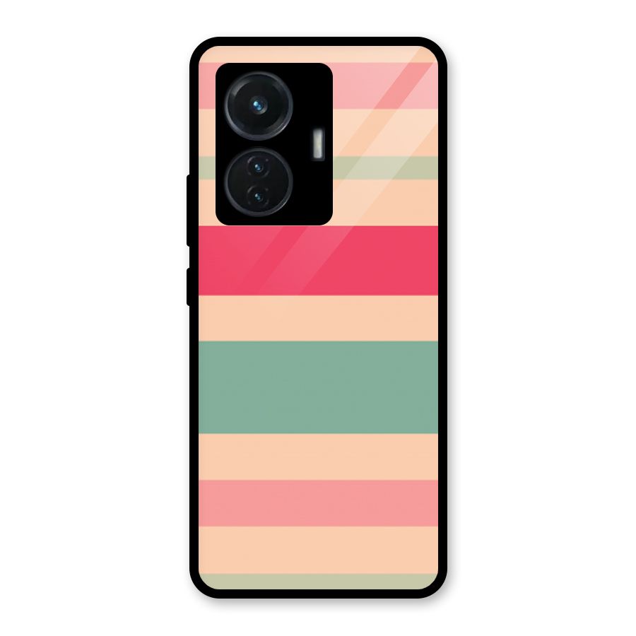 Pastel Stripes Vintage Glass Back Case for iQOO Z6 44W