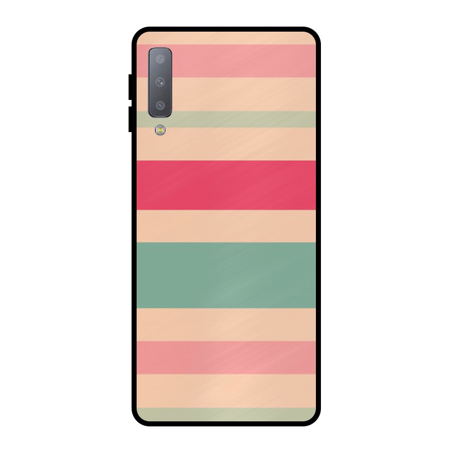 Pastel Stripes Vintage Metal Back Case for Galaxy A7 (2018)