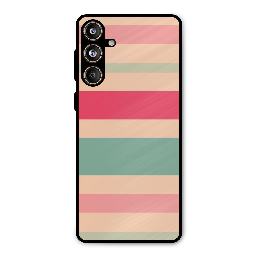 Pastel Stripes Vintage Metal Back Case for Galaxy F55