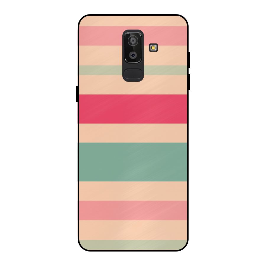 Pastel Stripes Vintage Metal Back Case for Galaxy J8