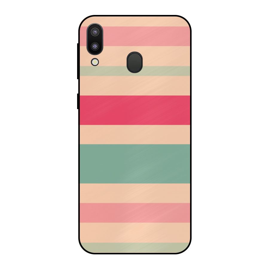Pastel Stripes Vintage Metal Back Case for Galaxy M20
