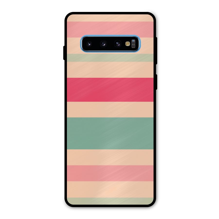 Pastel Stripes Vintage Metal Back Case for Galaxy S10