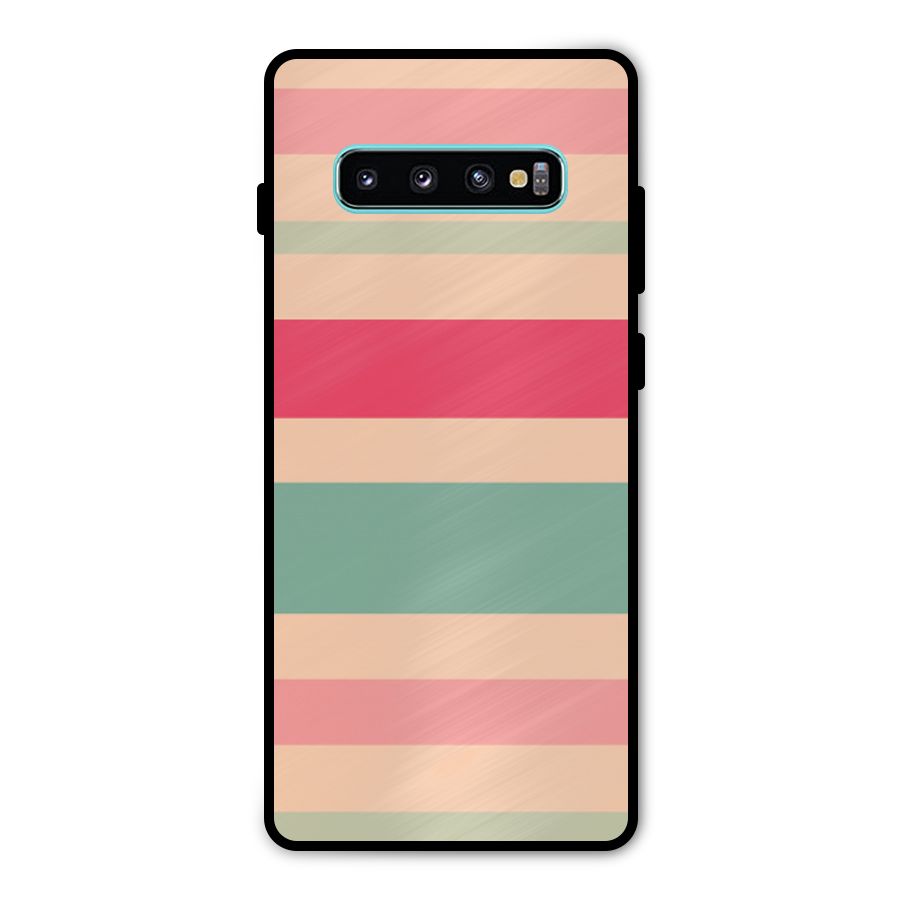 Pastel Stripes Vintage Metal Back Case for Galaxy S10 Plus