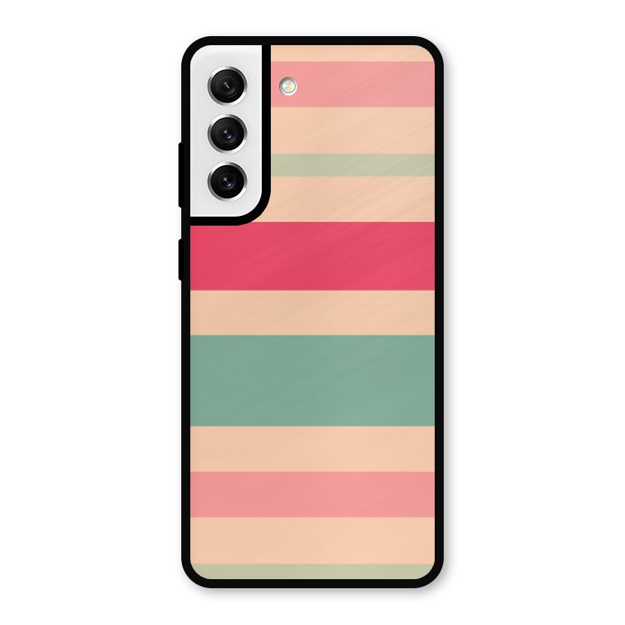 Pastel Stripes Vintage Metal Back Case for Galaxy S21 FE 5G
