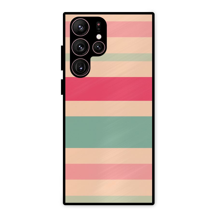Pastel Stripes Vintage Metal Back Case for Galaxy S22 Ultra 5G