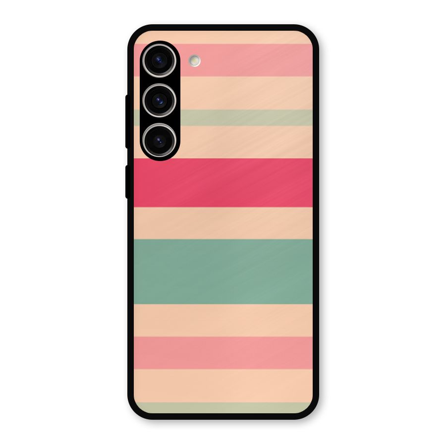 Pastel Stripes Vintage Metal Back Case for Galaxy S23 Plus