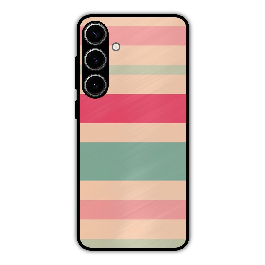 Pastel Stripes Vintage Metal Back Case for Galaxy S24 Plus