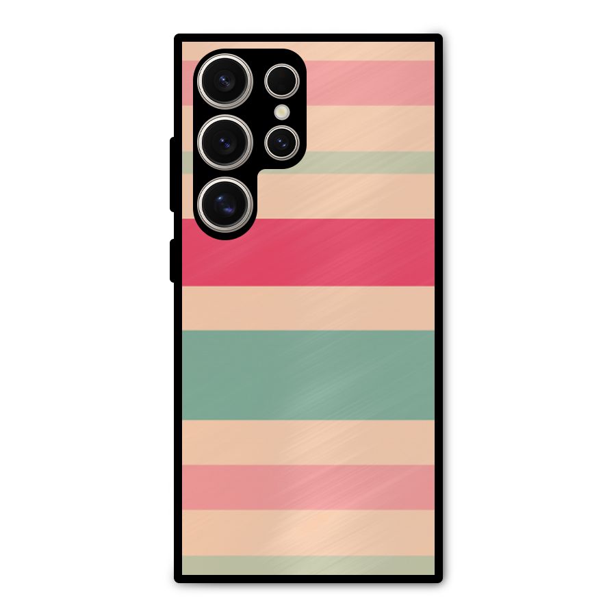 Pastel Stripes Vintage Metal Back Case for Galaxy S24 Ultra
