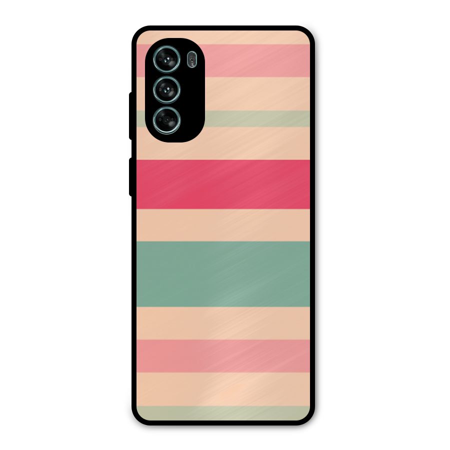 Pastel Stripes Vintage Metal Back Case for Moto G62