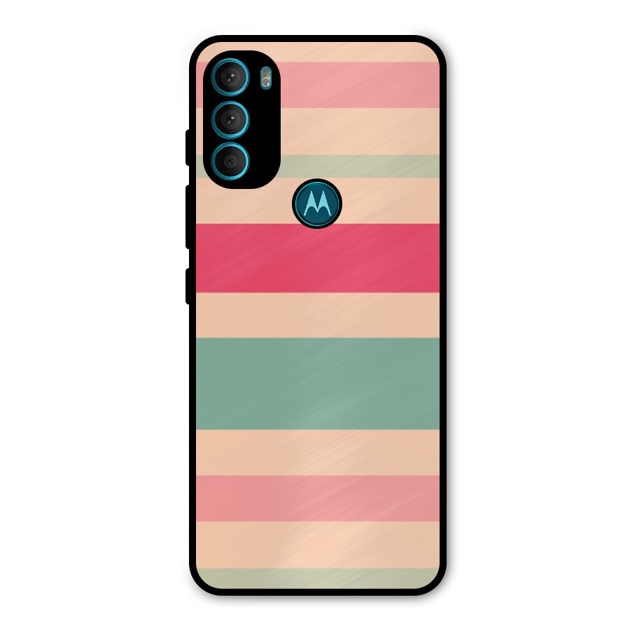 Pastel Stripes Vintage Metal Back Case for Moto G71 5G