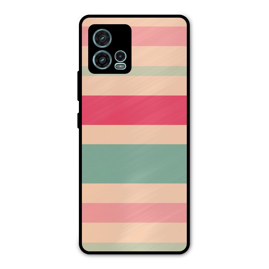 Pastel Stripes Vintage Metal Back Case for Moto G72