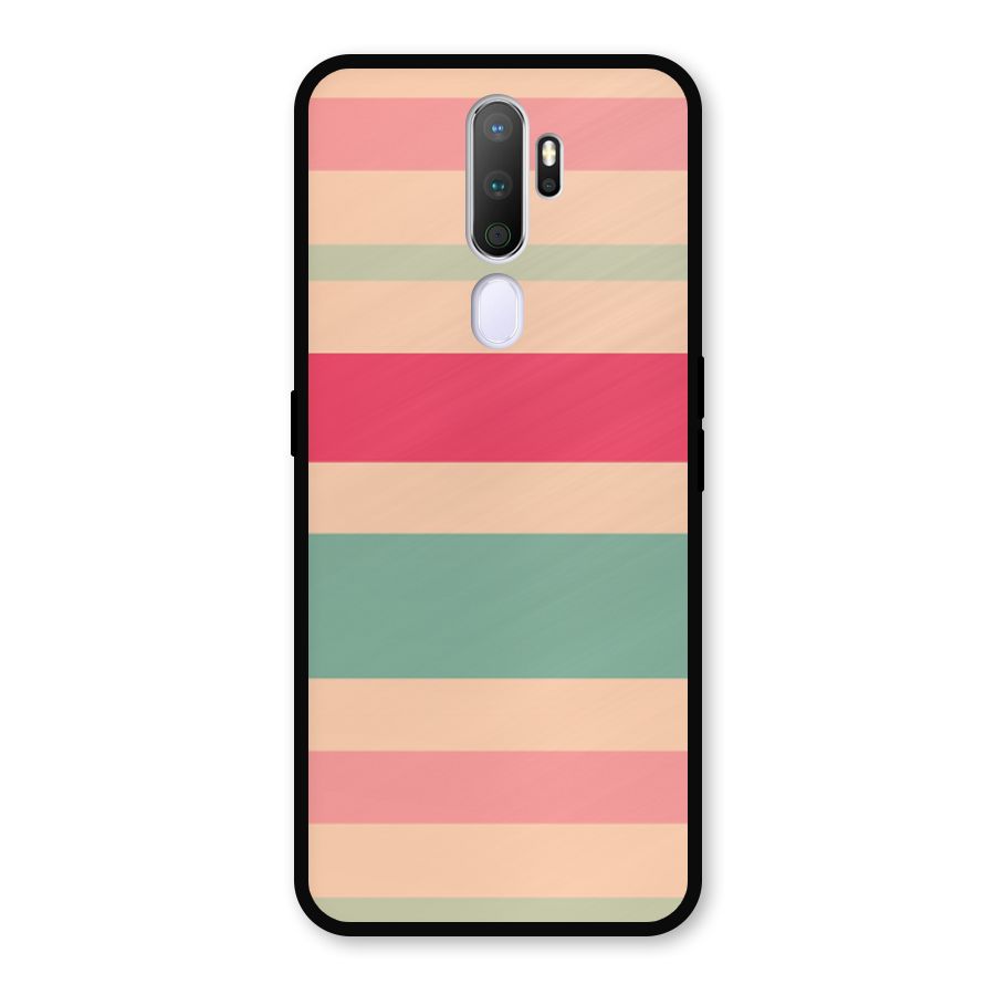 Pastel Stripes Vintage Metal Back Case for Oppo A5 (2020)