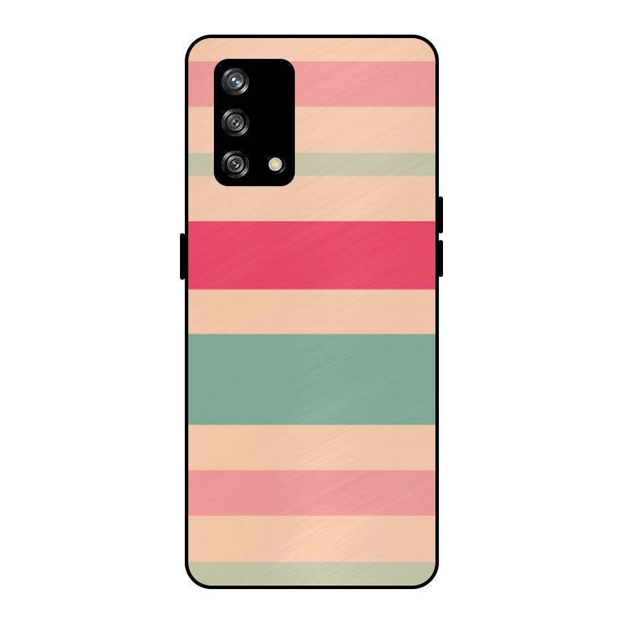 Pastel Stripes Vintage Metal Back Case for Oppo F19s