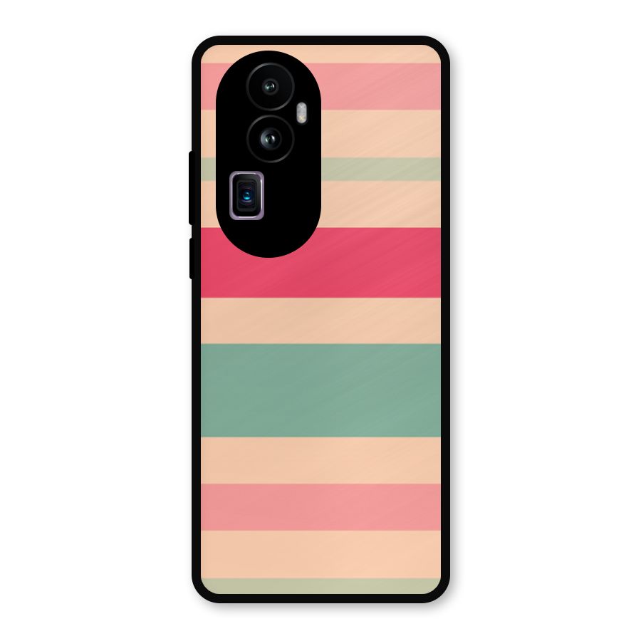 Pastel Stripes Vintage Metal Back Case for Oppo Reno10 Pro Plus