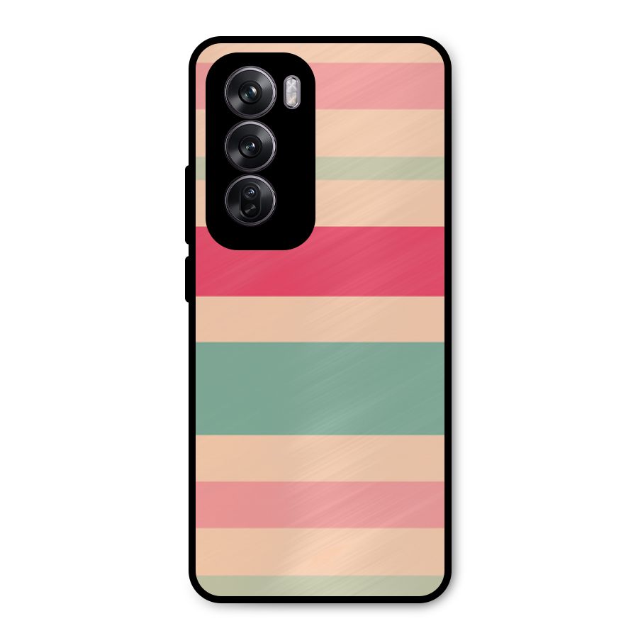Pastel Stripes Vintage Metal Back Case for Oppo Reno12 Pro