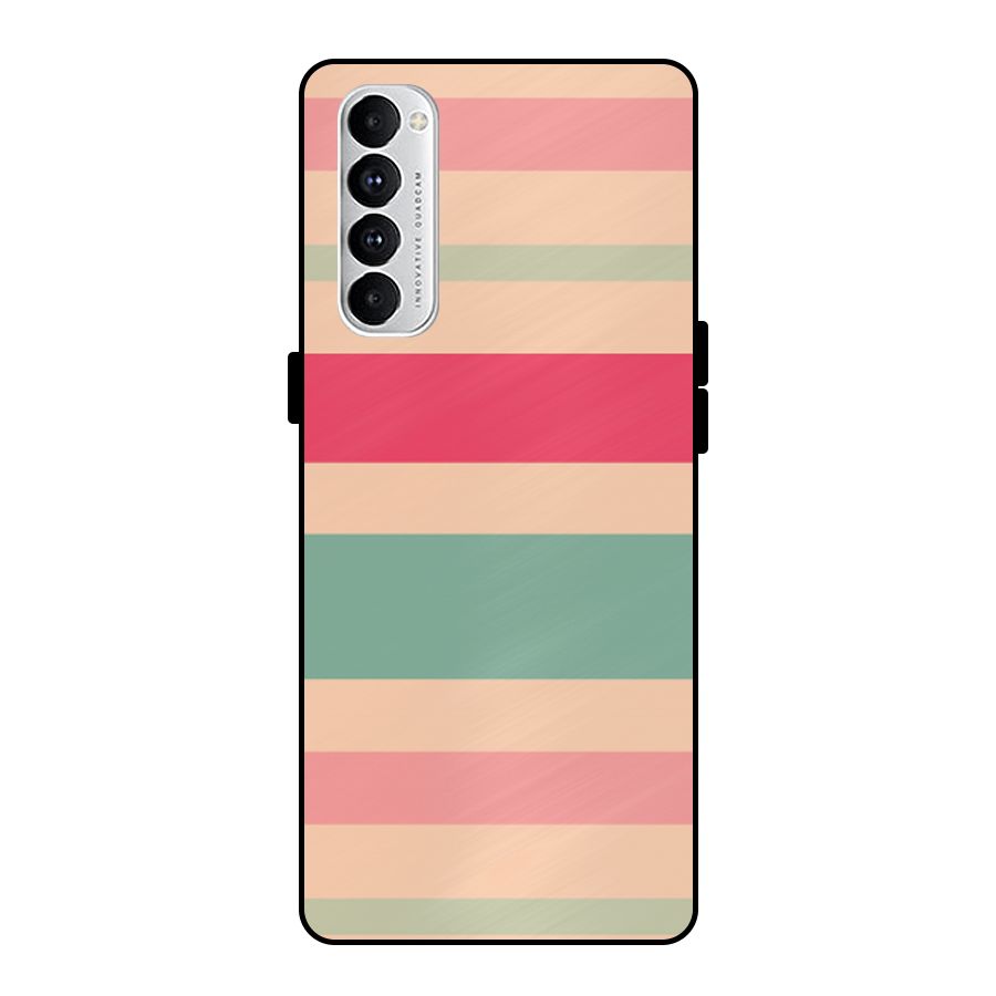 Pastel Stripes Vintage Metal Back Case for Oppo Reno4 Pro