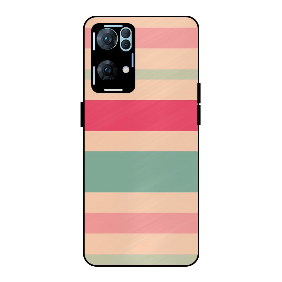 Pastel Stripes Vintage Metal Back Case for Oppo Reno7 Pro 5G