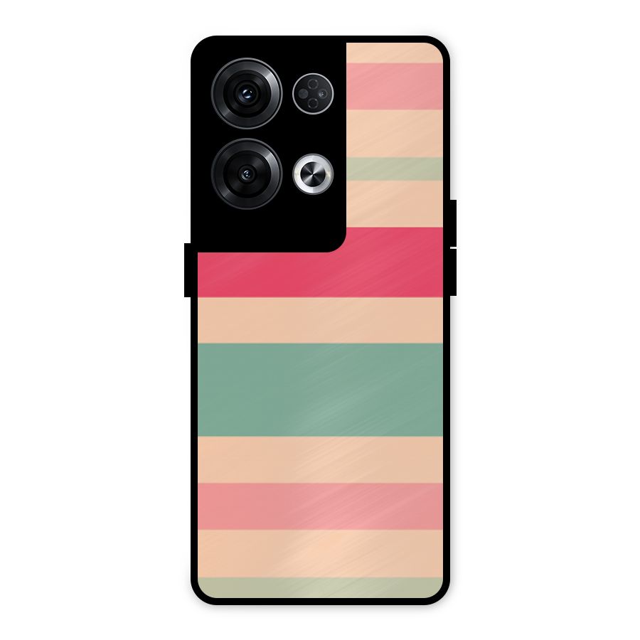 Pastel Stripes Vintage Metal Back Case for Oppo Reno8 Pro 5G
