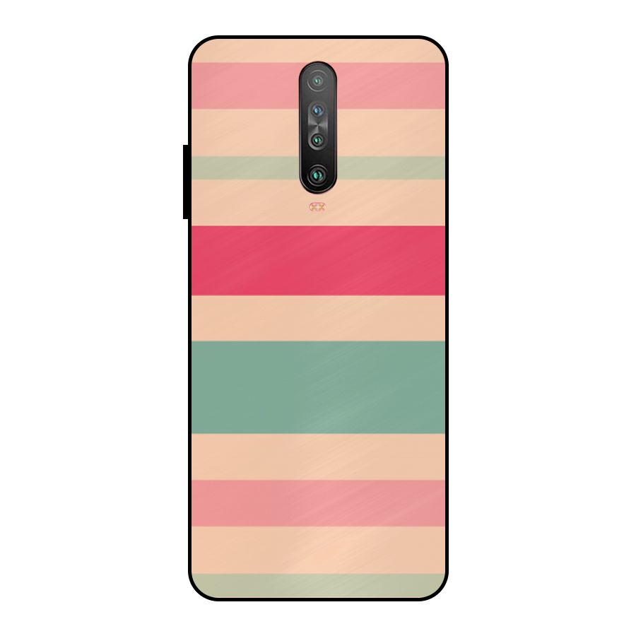 Pastel Stripes Vintage Metal Back Case for Poco X2