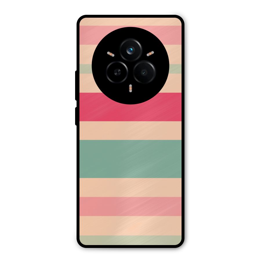 Pastel Stripes Vintage Metal Back Case for Realme 14 Pro