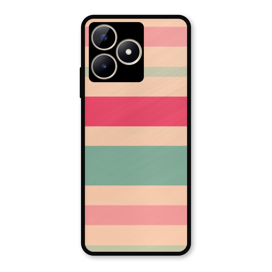 Pastel Stripes Vintage Metal Back Case for Realme C53