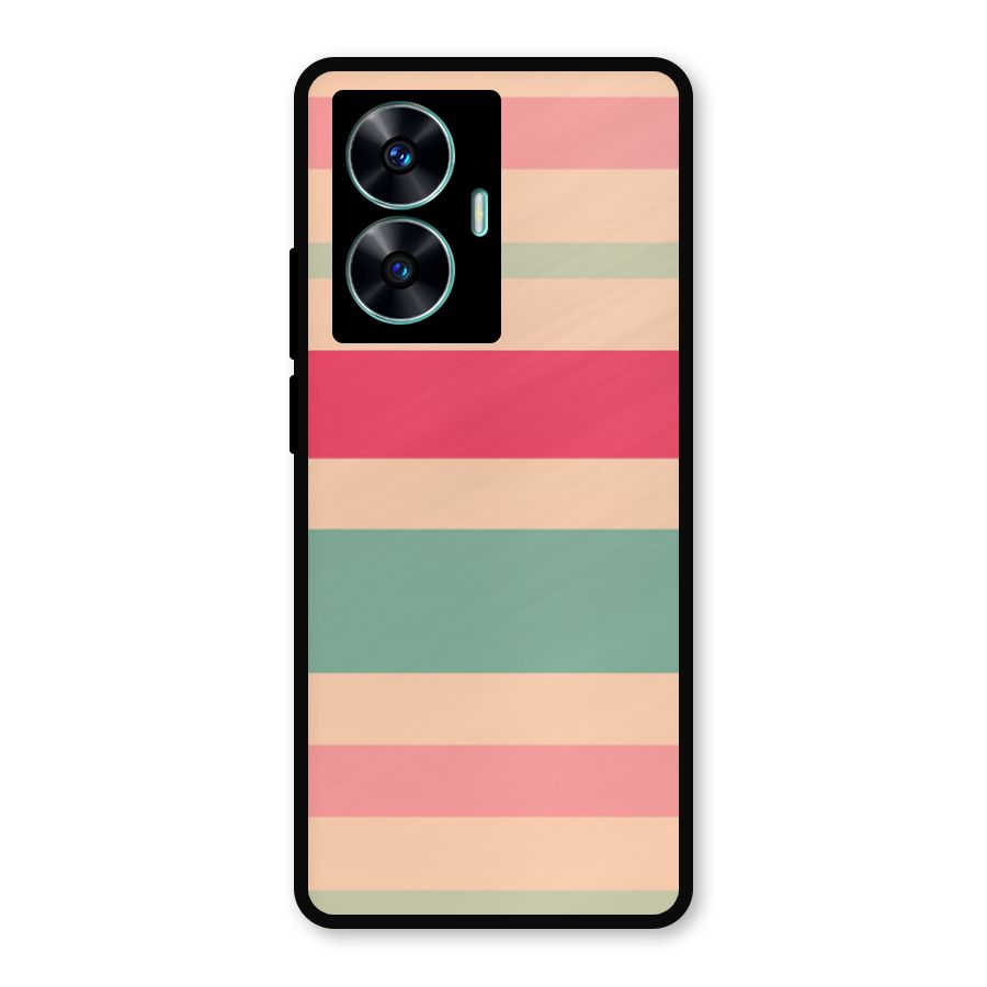 Pastel Stripes Vintage Metal Back Case for Realme Narzo N55