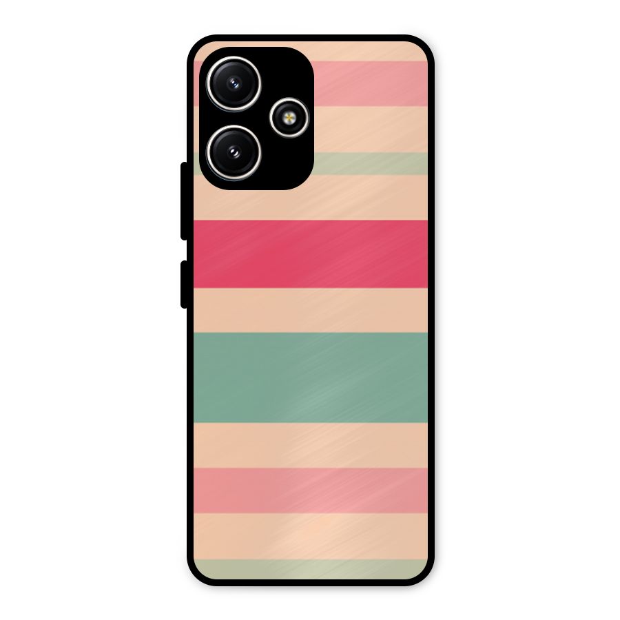 Pastel Stripes Vintage Metal Back Case for Redmi 12 5G