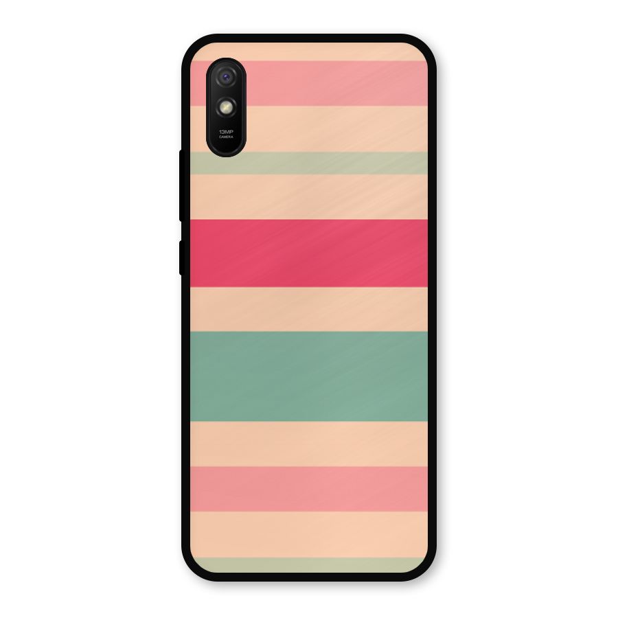 Pastel Stripes Vintage Metal Back Case for Redmi 9a