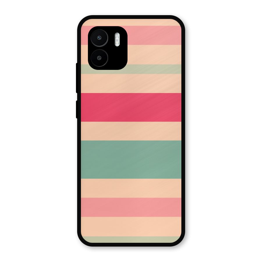 Pastel Stripes Vintage Metal Back Case for Redmi A2