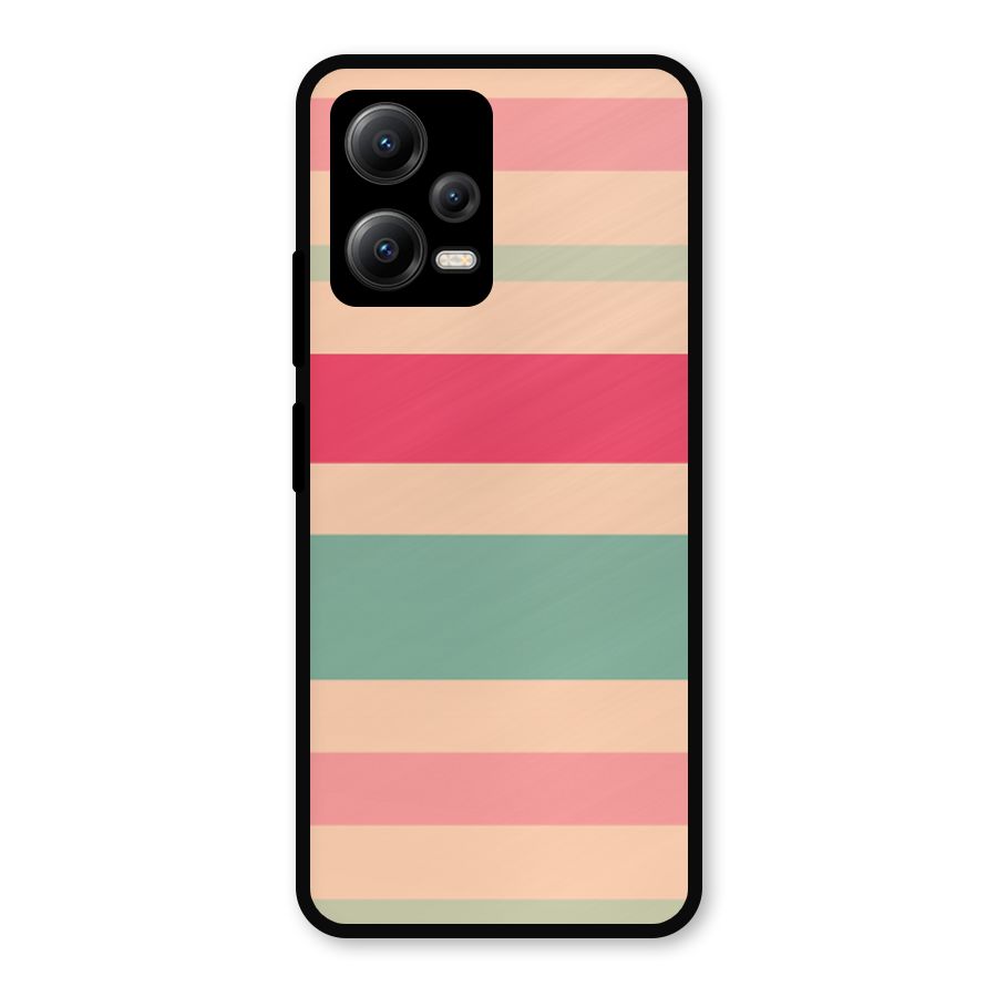 Pastel Stripes Vintage Metal Back Case for Redmi Note 12 5G