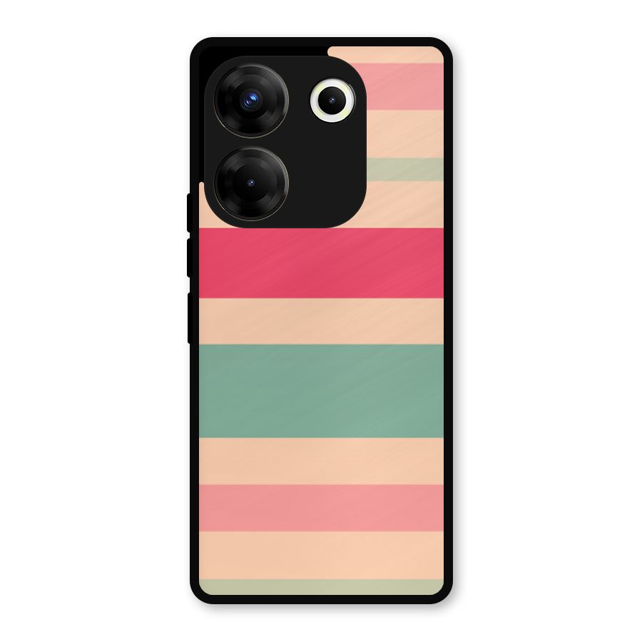 Pastel Stripes Vintage Metal Back Case for Tecno Camon 20
