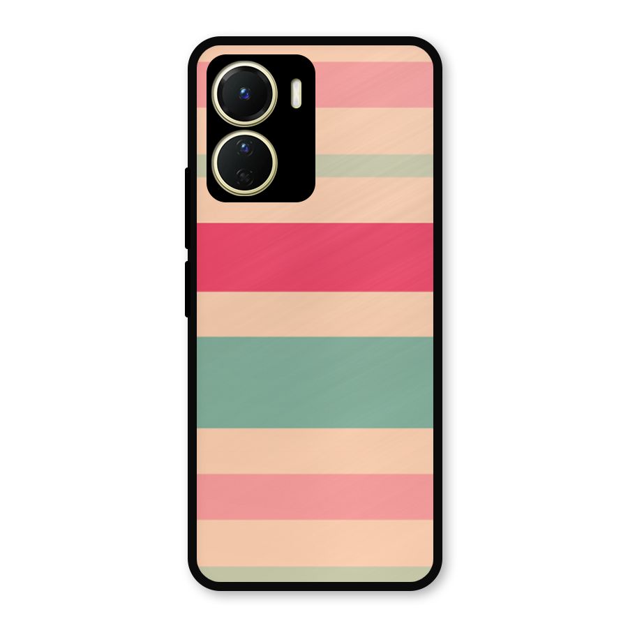Pastel Stripes Vintage Metal Back Case for Vivo T2x