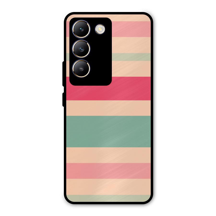 Pastel Stripes Vintage Metal Back Case for Vivo T3 5G