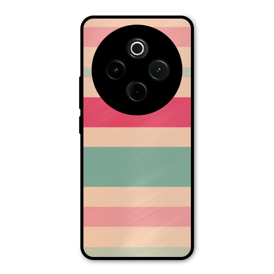 Pastel Stripes Vintage Metal Back Case for Vivo T4