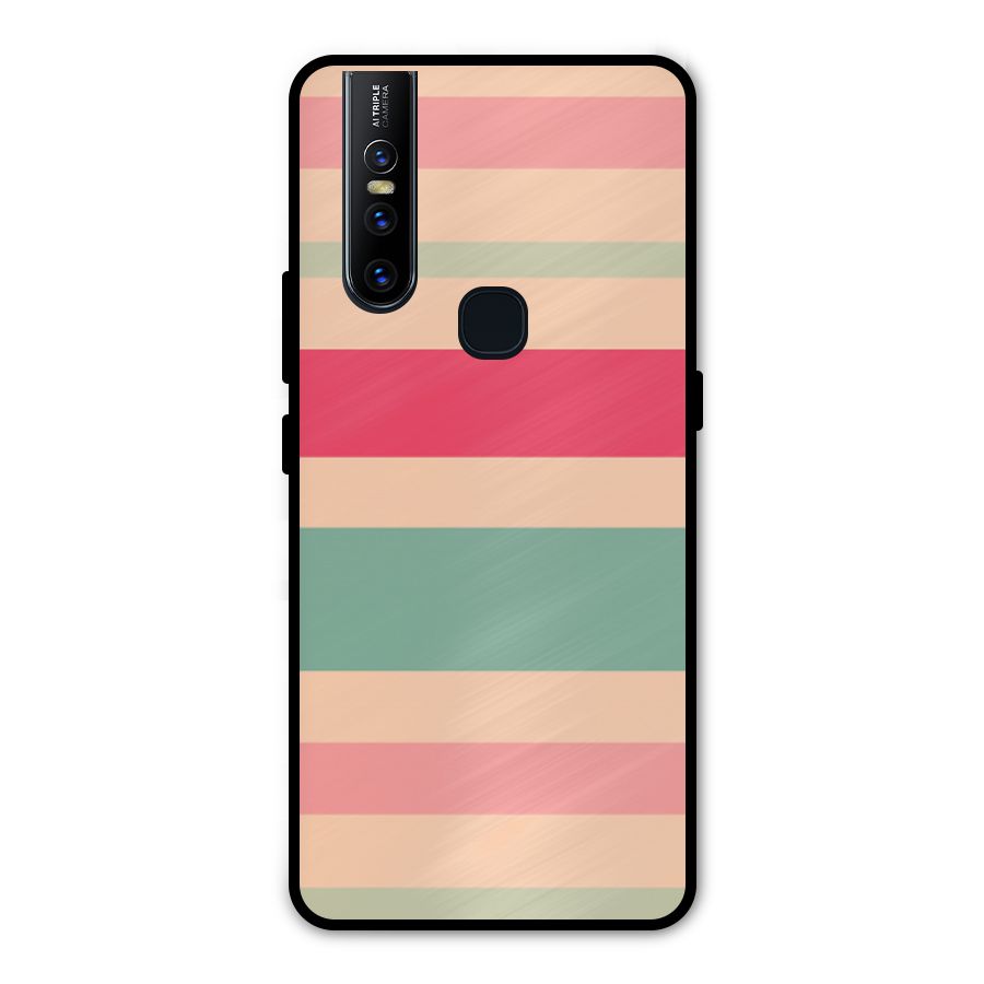 Pastel Stripes Vintage Metal Back Case for Vivo V15