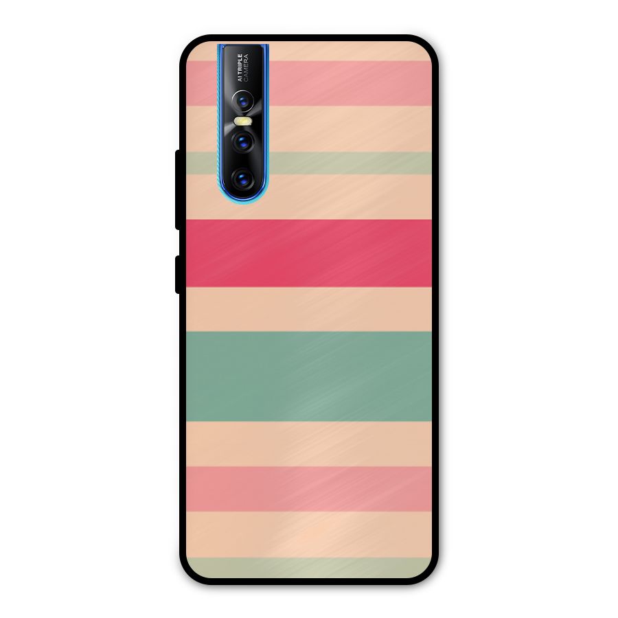Pastel Stripes Vintage Metal Back Case for Vivo V15 Pro