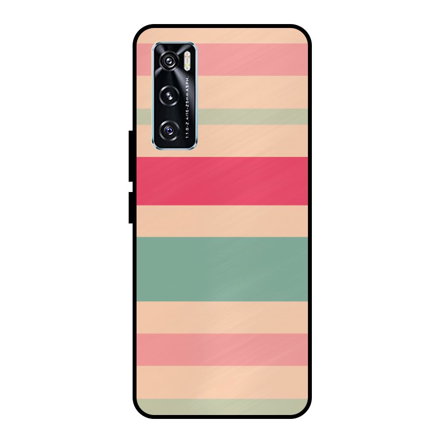 Pastel Stripes Vintage Metal Back Case for Vivo V20 SE