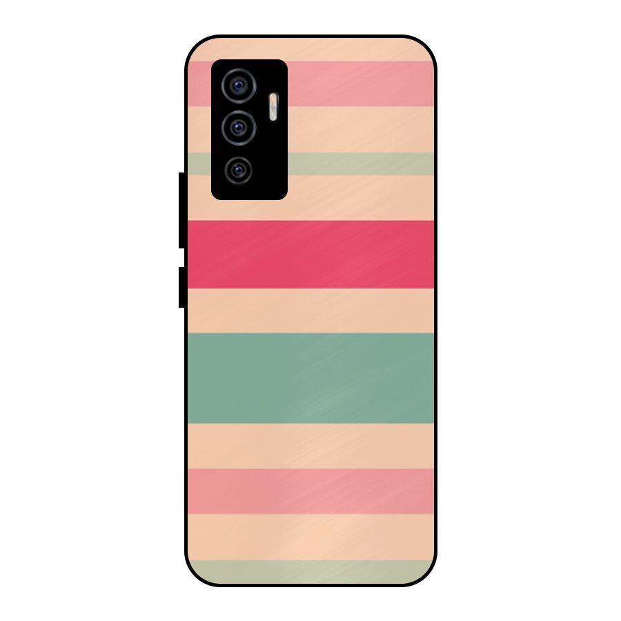 Pastel Stripes Vintage Metal Back Case for Vivo V23e