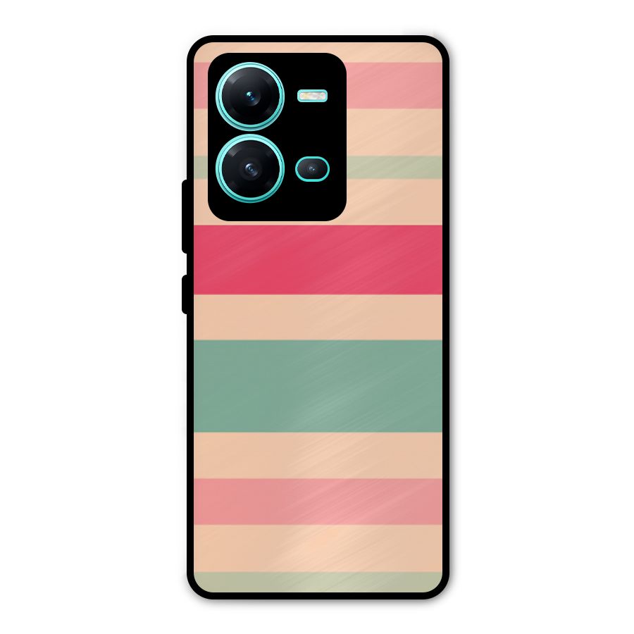 Pastel Stripes Vintage Metal Back Case for Vivo V25