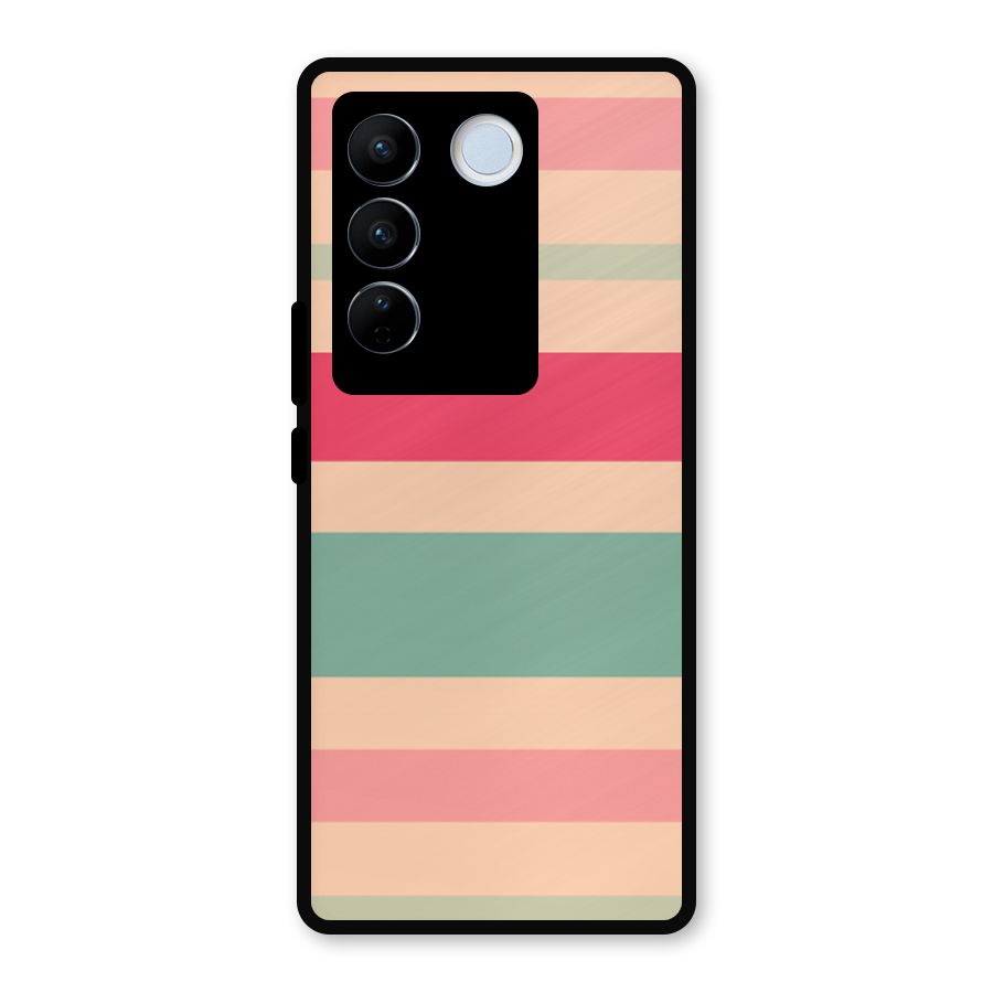Pastel Stripes Vintage Metal Back Case for Vivo V27
