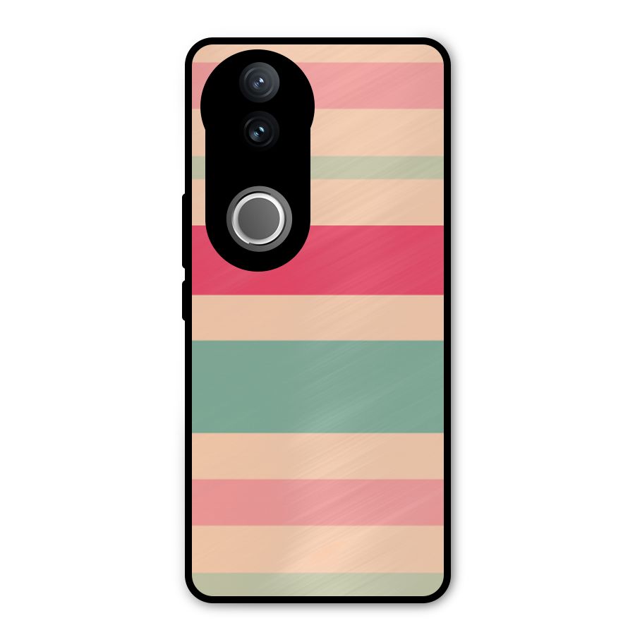 Pastel Stripes Vintage Metal Back Case for Vivo V50e