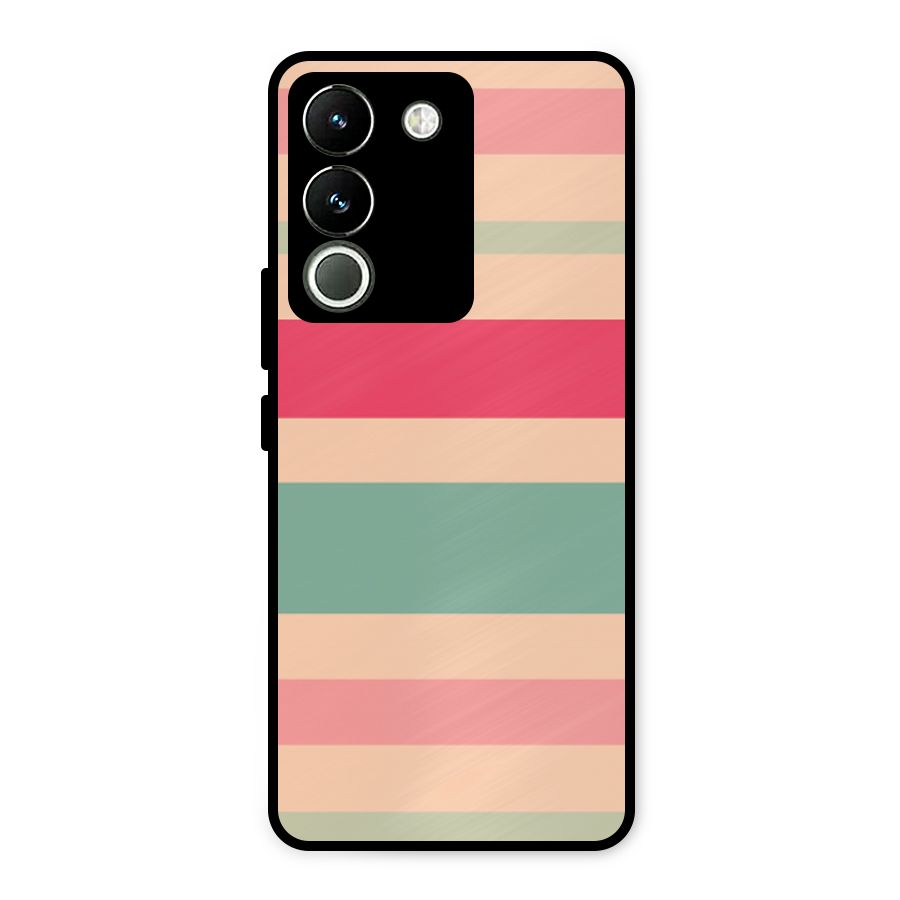 Pastel Stripes Vintage Metal Back Case for Vivo Y200