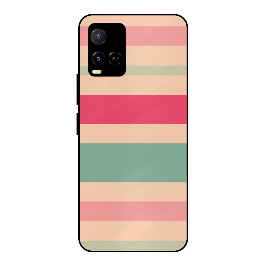 Pastel Stripes Vintage Metal Back Case for Vivo Y21