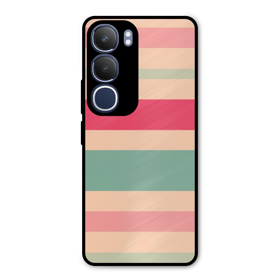 Pastel Stripes Vintage Metal Back Case for Vivo Y29