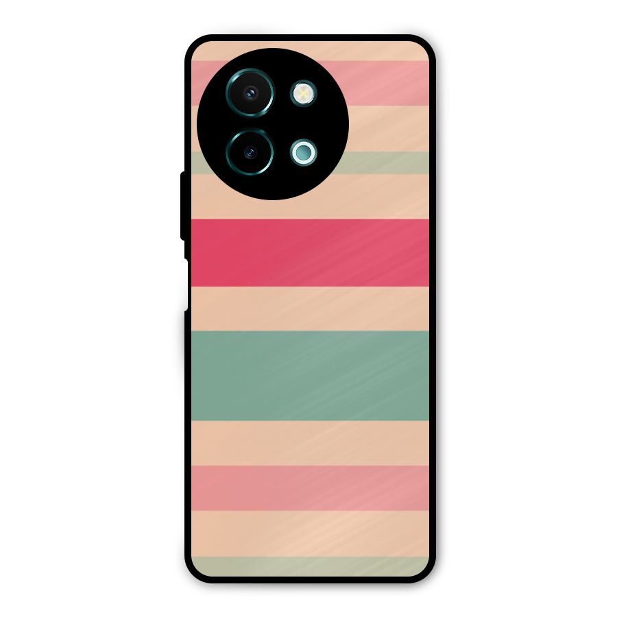 Pastel Stripes Vintage Metal Back Case for Vivo Y58
