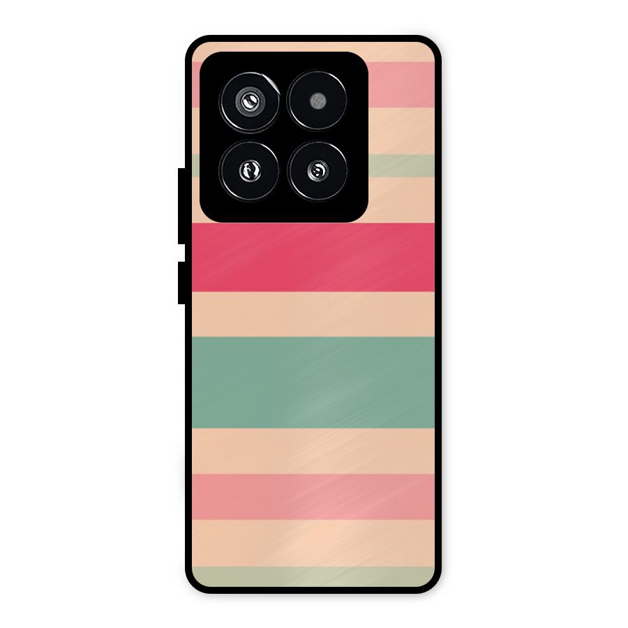 Pastel Stripes Vintage Metal Back Case for Xiaomi 14 Pro