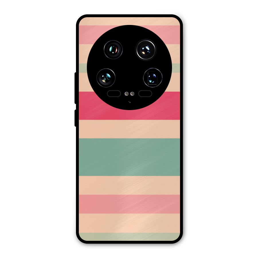 Pastel Stripes Vintage Metal Back Case for Xiaomi 14 Ultra