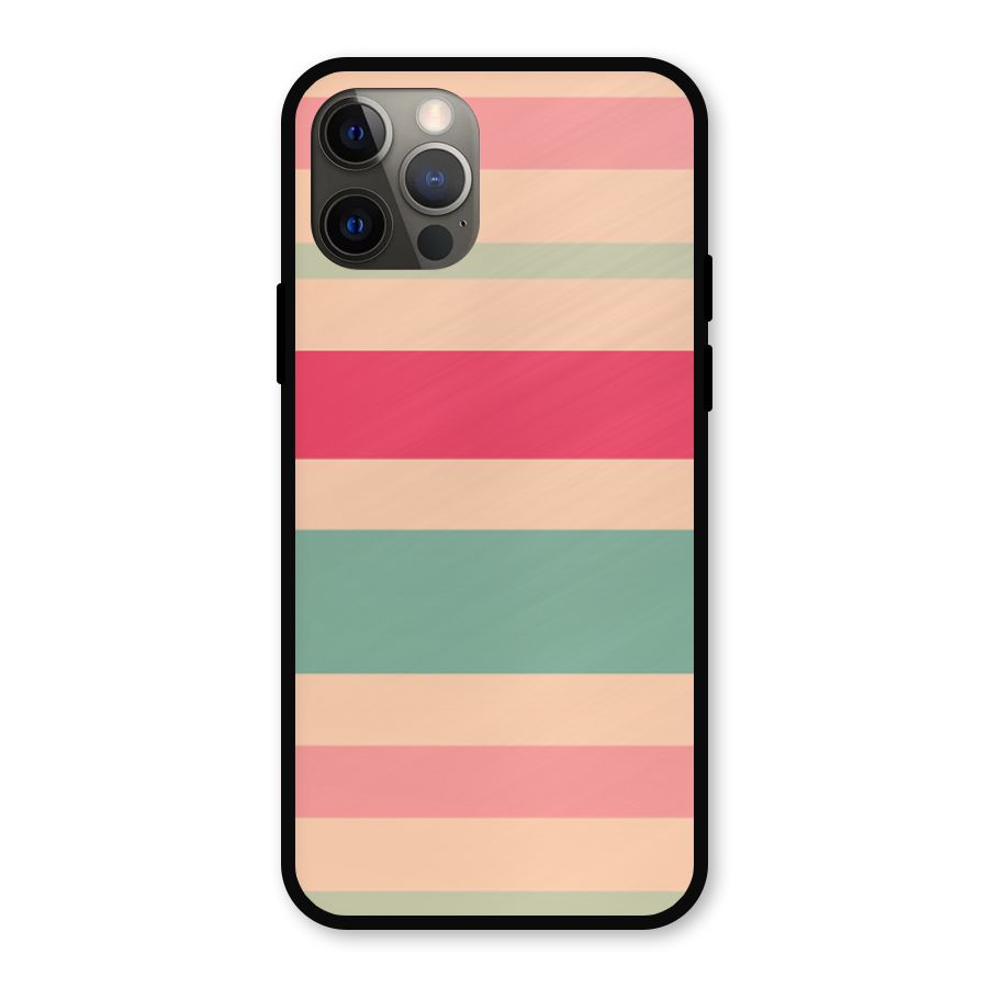 Pastel Stripes Vintage Metal Back Case for iPhone 12 Pro