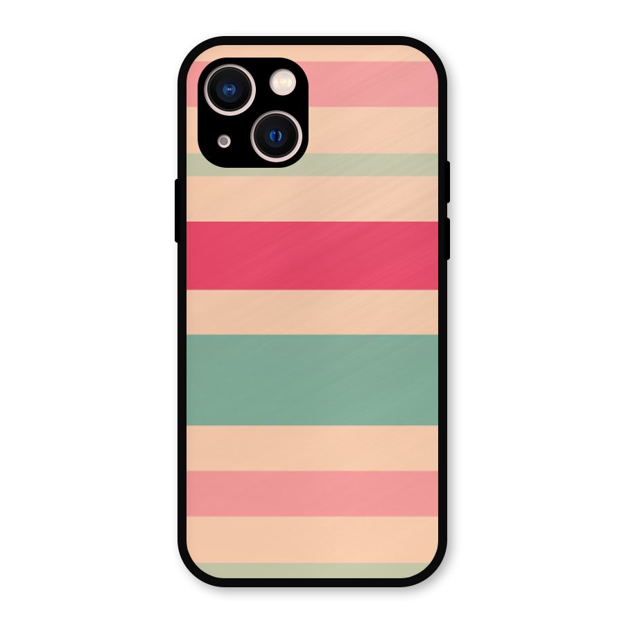 Pastel Stripes Vintage Metal Back Case for iPhone 13