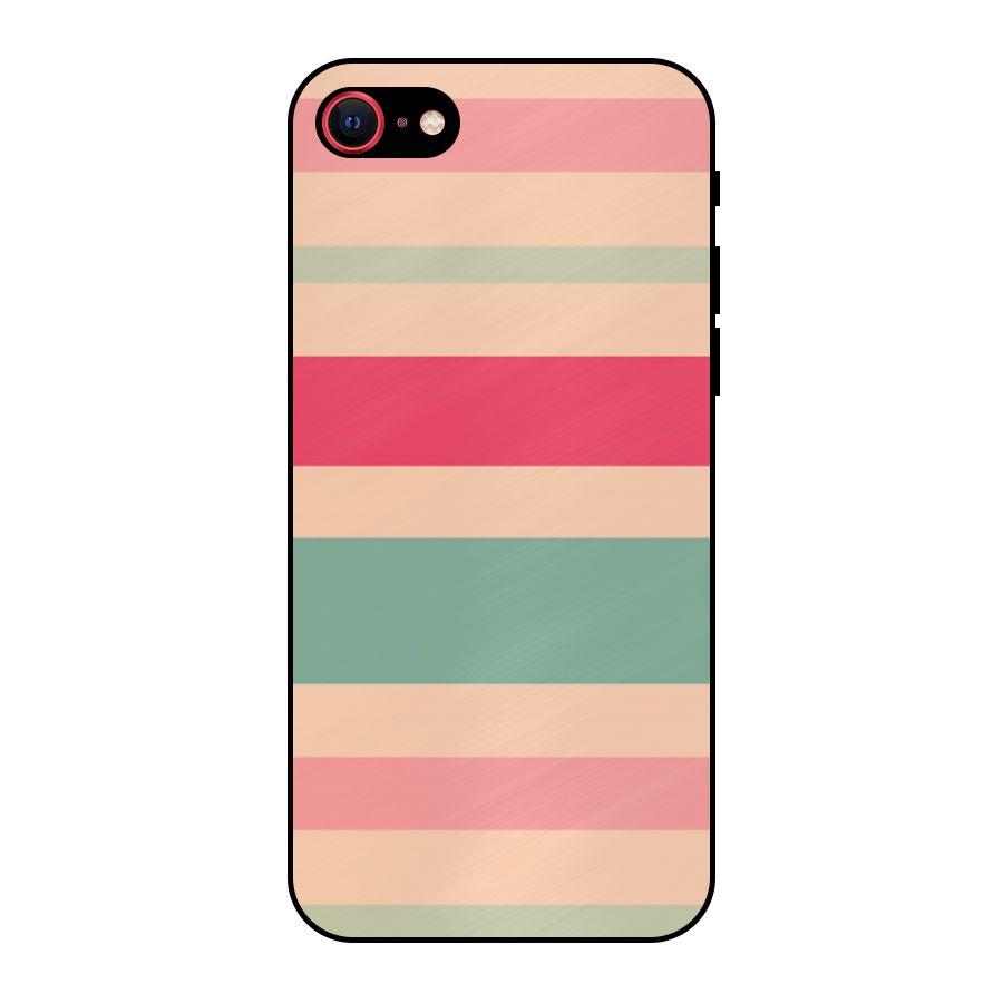 Pastel Stripes Vintage Metal Back Case for iPhone 7